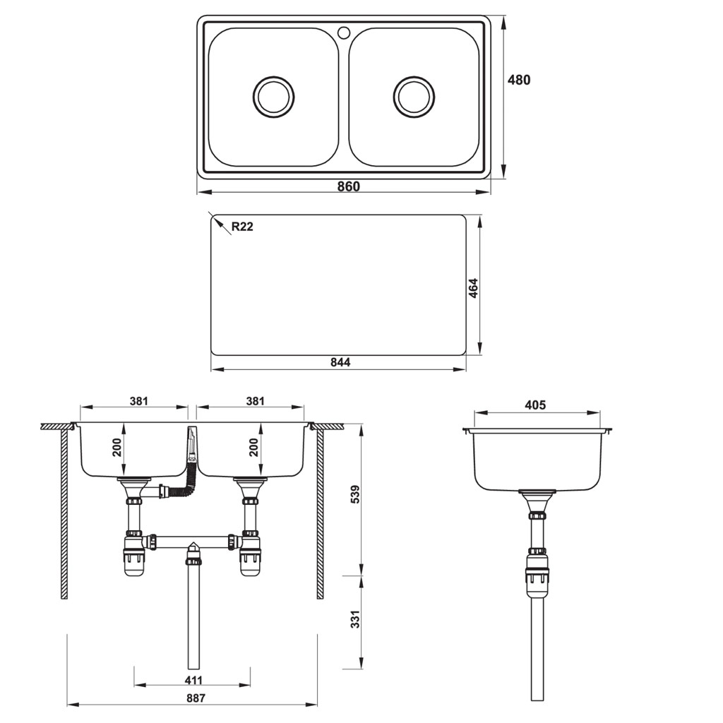 Kích thước CHẬU RỬA BÁT HAFELE CLAUDIUS HS-SD8648 567.20.493