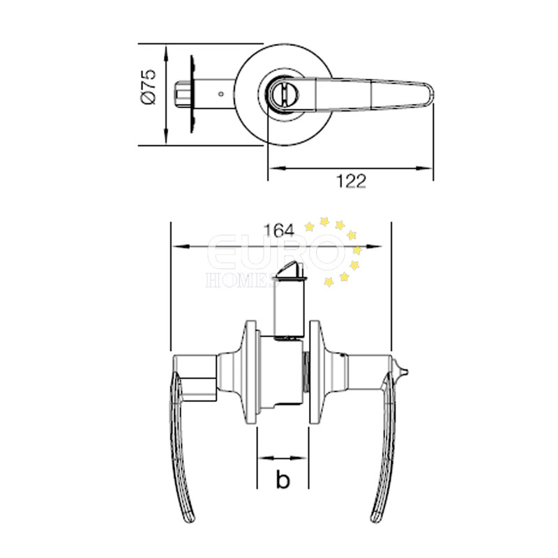 Kích thước KHÓA CỬA HAFELE 489.10.186 SSS