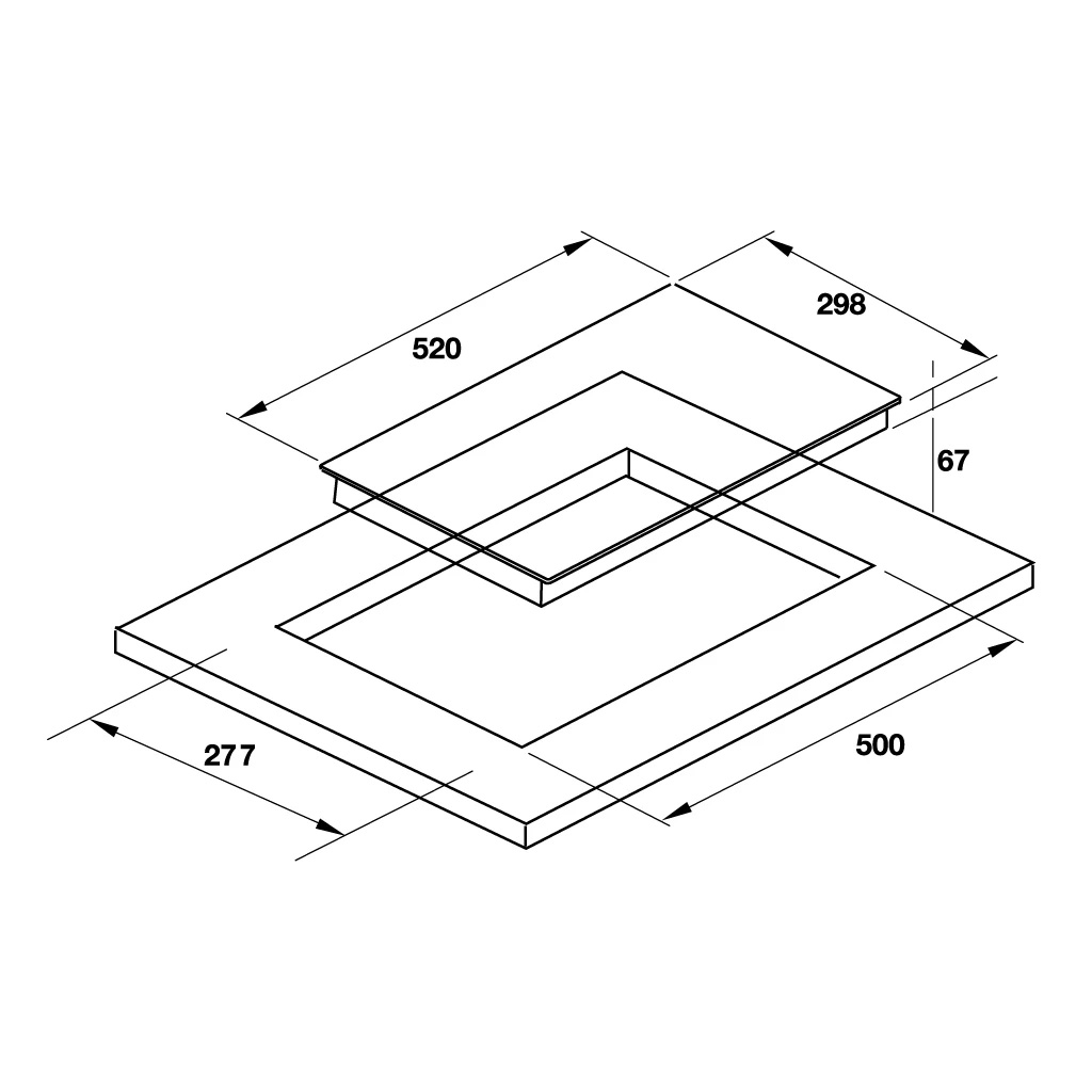 Kích thước bếp điện Domino Hafele HC-R302D 536.61.670